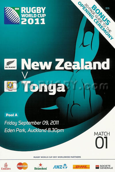 2011 New Zealand v Tonga  Rugby Programme